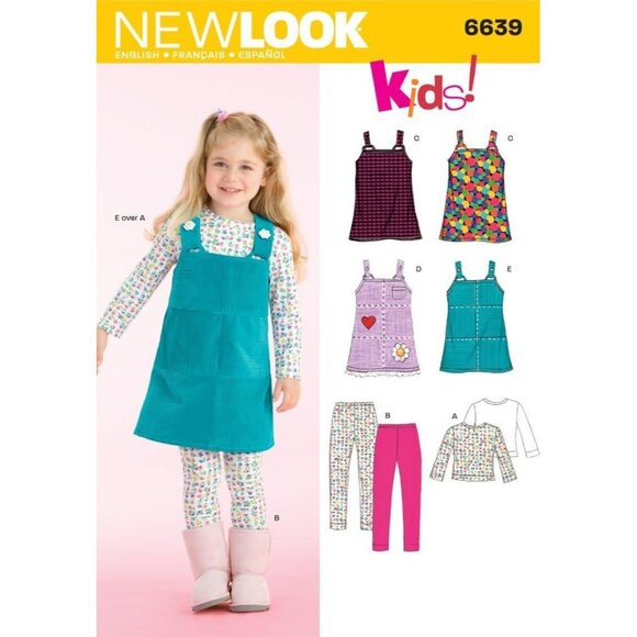 New Look Sewing Pattern 6639 Jumper Top Leggings Girls Size 3-8 - Picture 1 of 3